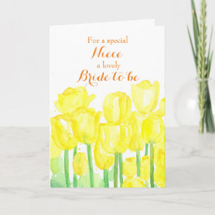Carte Félicitations Nièce Future Mariée Tulipes Jaunes