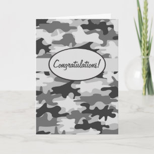 Carte Félicitations noires grises de camouflage de Camo