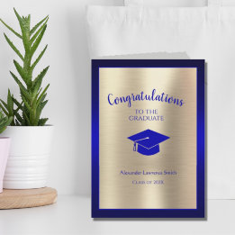 Carte Félicitations Nom Classe de 2025 Blue Gold