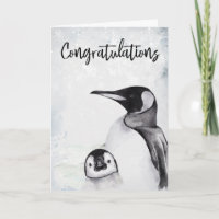 Félicitations Nouveau bébé Mama Penguin Neige d'hi