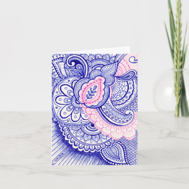 Carte Félicitations Nouveau Bébé Maman Damassé Mandala I (Devant)