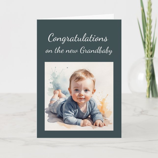 Carte Félicitations Nouveau Grand-Bébé Pour Grand-Parent (Devant)