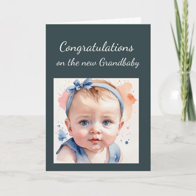 Carte Félicitations Nouveau Grand-Bébé Pour Grand-Parent (Devant)