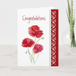 Carte Félicitations Nouveau job Red Poppies Garden Flowe