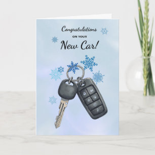 Carte Félicitations Nouveau Snowflakes d'hiver voiture