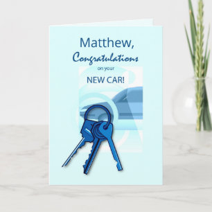 Carte Félicitations Nouvelle voiture Blue Personnaliser