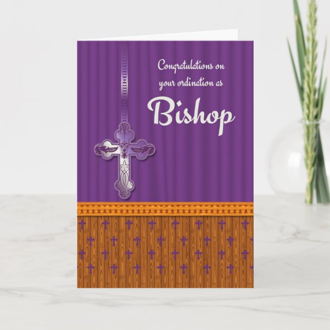 Carte Félicitations Ordination Évêque En Couleur Mélangé (Devant)
