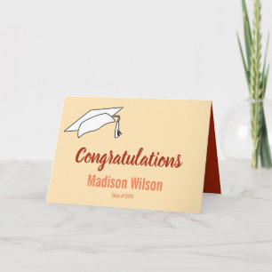 Carte Félicitations Peach Coral et Scarlet Graduation