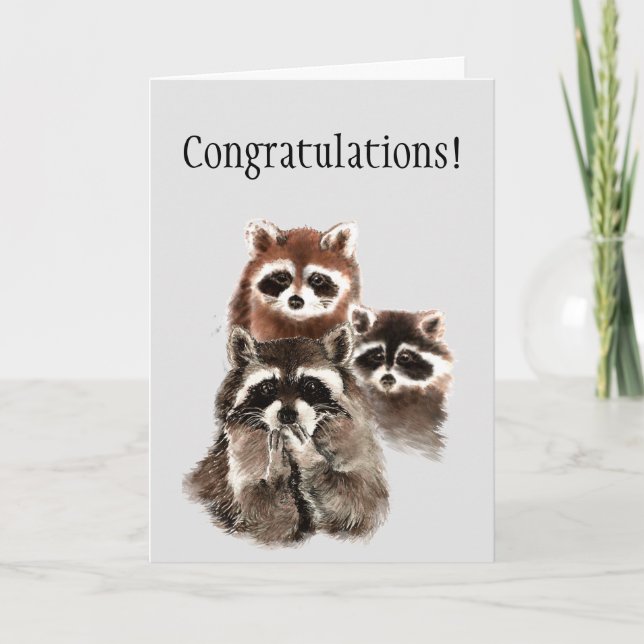 Carte Félicitations Personnalisées Fun Raccoons Baisant  (Devant)