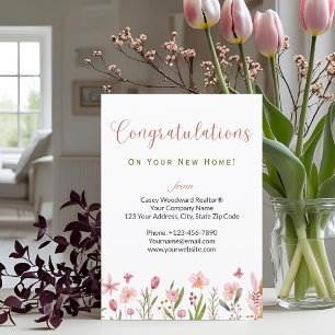 Carte Félicitations personnalisées Realtor Floral