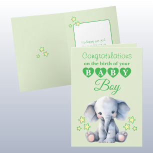 Carte Félicitations petit garçon éléphant vert