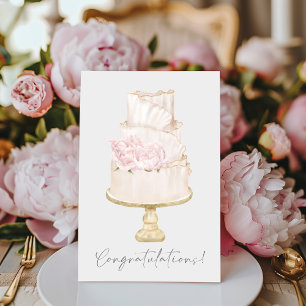 Carte Félicitations Pink Peony Mariage Cake