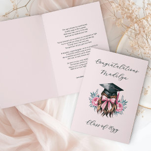 Carte Félicitations Poème de Graduation Feminine Casquet