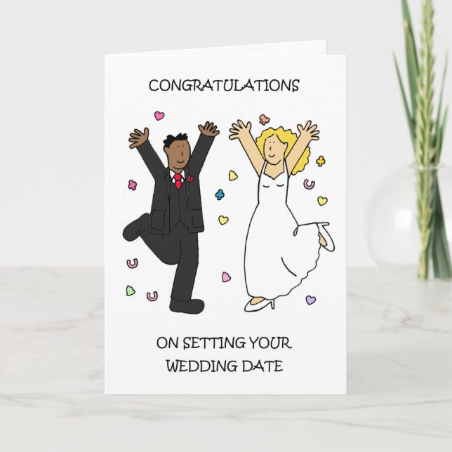 Carte Félicitations pour avoir fixé la date du Mariage (Devant)