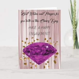 Carte Félicitations pour Fiançailles, Gold Purple Diamon