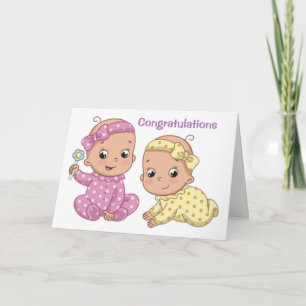 CARTE "FÉLICITATIONS POUR LA NAISSANCE DE VOS FILLES JUM
