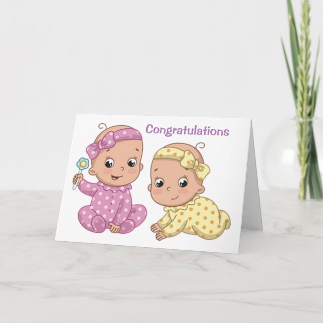 CARTE "FÉLICITATIONS POUR LA NAISSANCE DE VOS FILLES JUM (Devant)