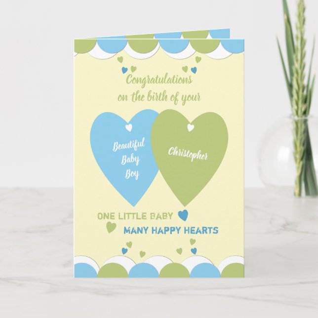 Carte Félicitations pour la naissance de votre bébé garç (Devant)