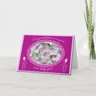 Carte Félicitations pour la nouvelle petite fille Phlox
