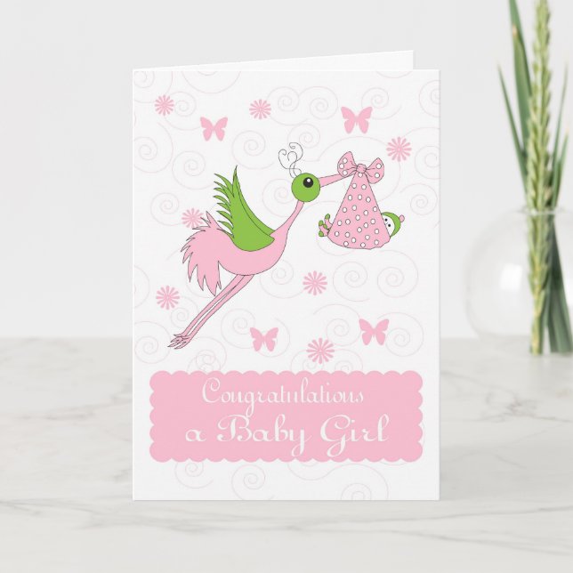Carte Félicitations pour la petite fille, Naissance de l (Devant)