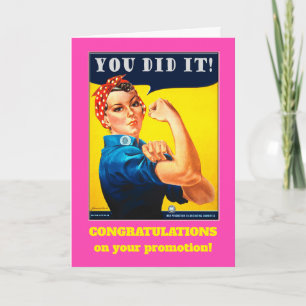 Carte Félicitations pour la promotion Rosie le Riveter