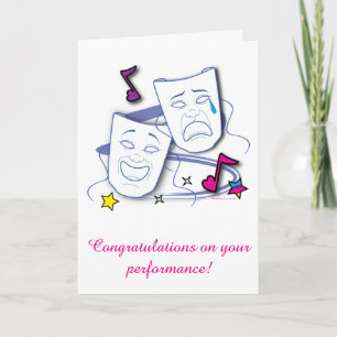 Carte Félicitations pour le jeu : Masques de comédie et 