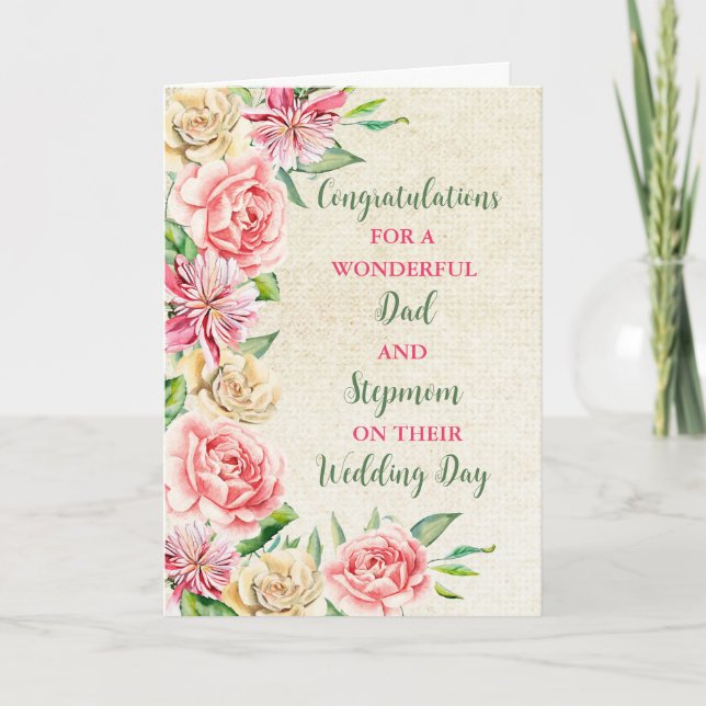 Carte Félicitations pour le jour de mariage papa et Step (Devant)