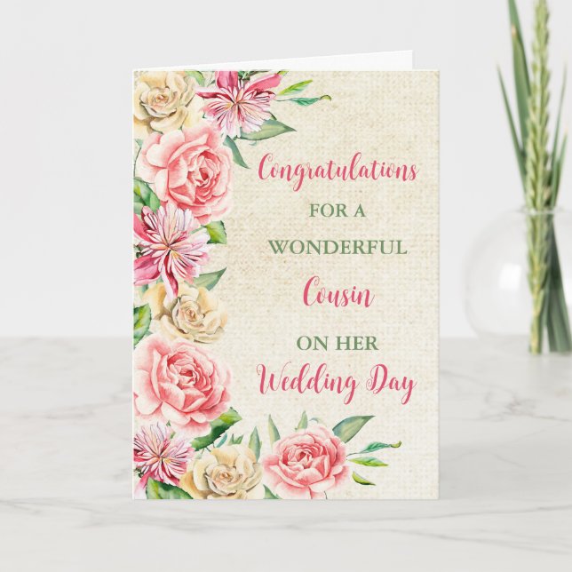 Carte Félicitations pour le jour du mariage du cousin (Devant)