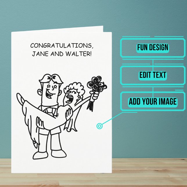 Carte Félicitations pour le jour du mariage d'un couple  (Send your love and congratulations with a modern and unique twist.)