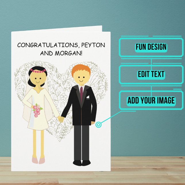 Carte Félicitations pour le mariage Charmeur (Send your love and congratulations with a modern and unique twist.)