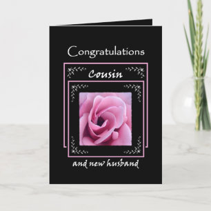 Carte Félicitations pour le mariage de COUSIN - Rose ros