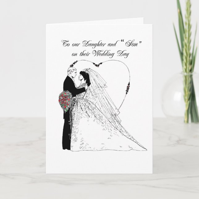 Carte Félicitations pour le mariage de ma fille et de mo (Devant)