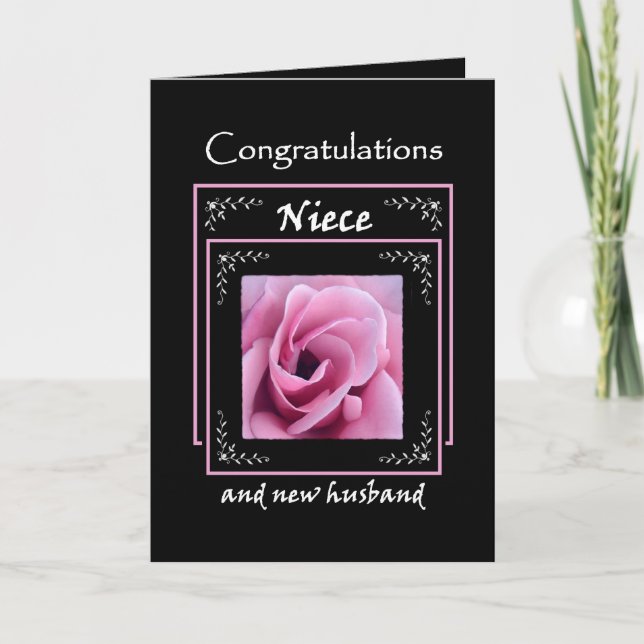 Carte Félicitations pour le mariage de ma NIÈCE - Rose r (Devant)