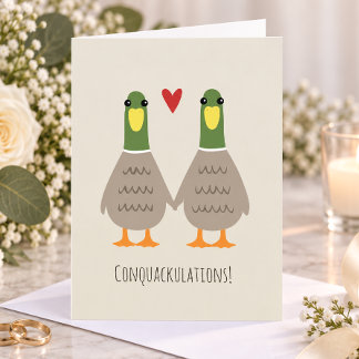 Carte Félicitations pour le Mariage des Canards Amoureux