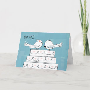 Carte Félicitations pour le mariage des oiseaux amoureux