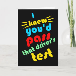 Carte félicitations pour le test de conduite amusante