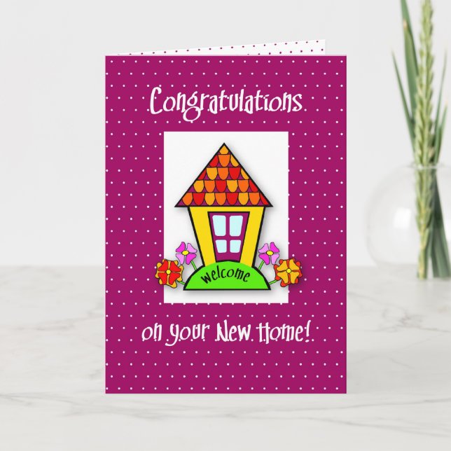 Carte Félicitations pour New Home, Purple, House (Devant)