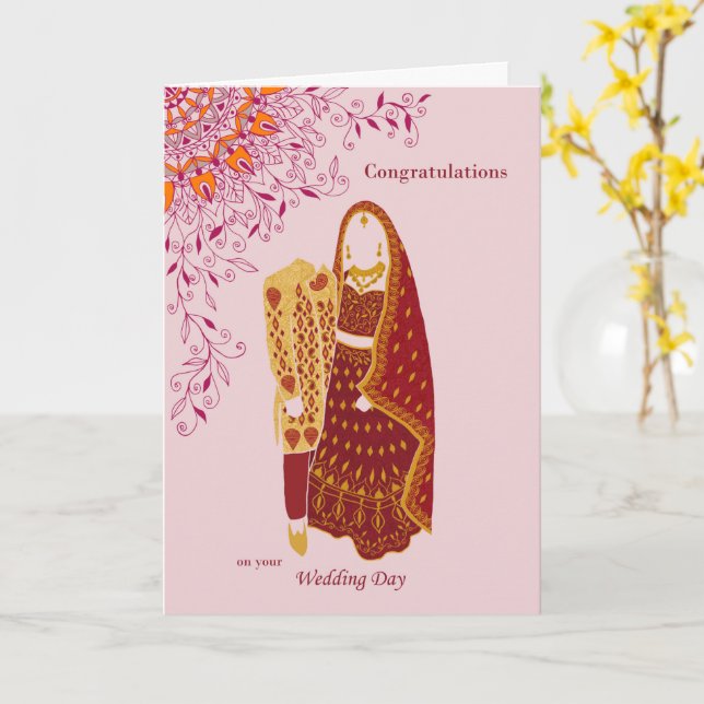 Carte Félicitations pour un mariage indien (Fleur jaune)
