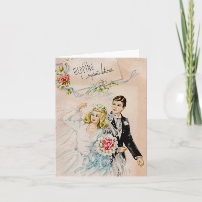 Carte Félicitations pour un mariage vintage (Devant)