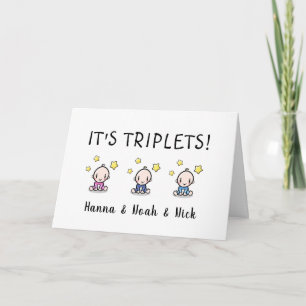 Carte Félicitations Pour Vos Triplets, Personnalisés