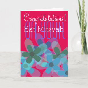Carte Félicitations pour votre Bat mitzvah floral