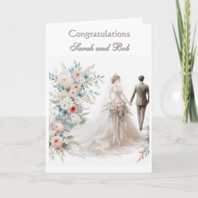 Carte Félicitations pour votre mariage mariée et marié  (Devant)