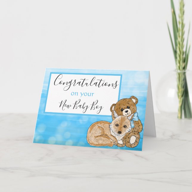 Carte Félicitations pour votre nouveau bébé garçon (Devant)