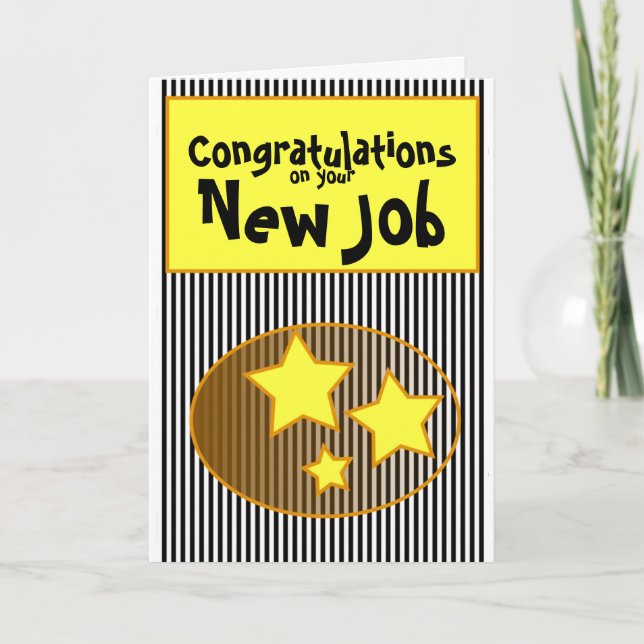 Carte Félicitations pour votre nouveau job stars & strip (Devant)