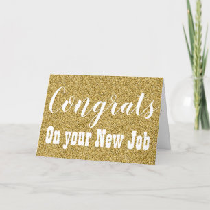 Carte Félicitations Pour Votre Nouveau Travail Faux Gold