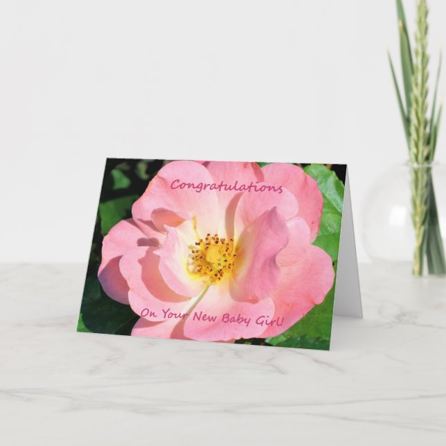 Carte Félicitations Pour Votre Nouvelle Bébée Fille (Devant)