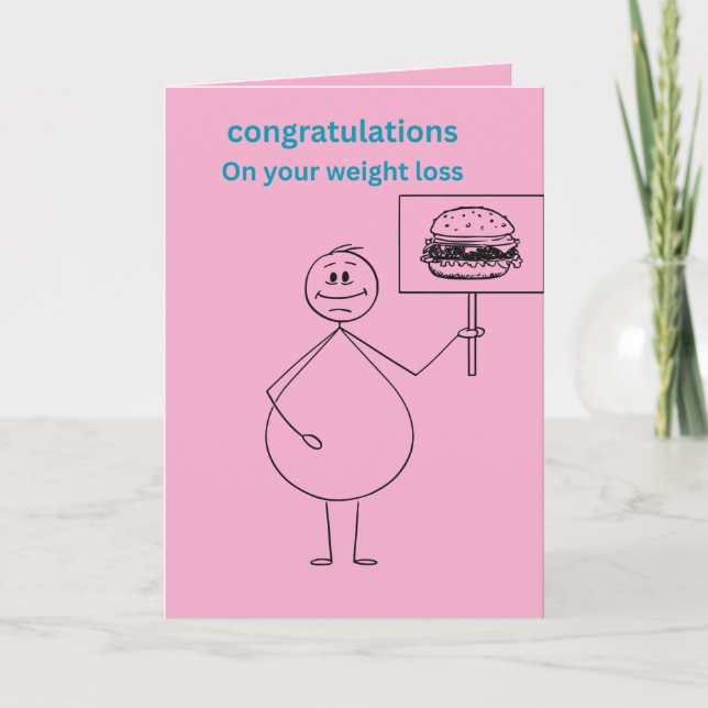 Carte Félicitations pour votre perte de poids drôle rose (Devant)