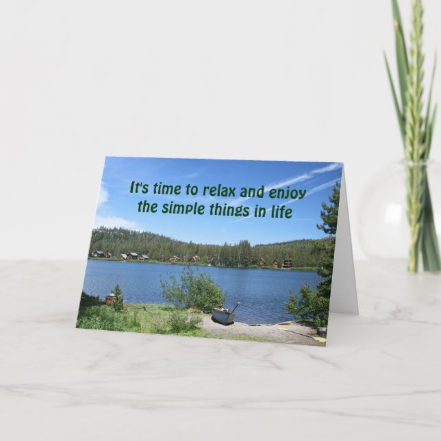 Carte Félicitations pour votre retraite, Bateaux, Lac (Devant)