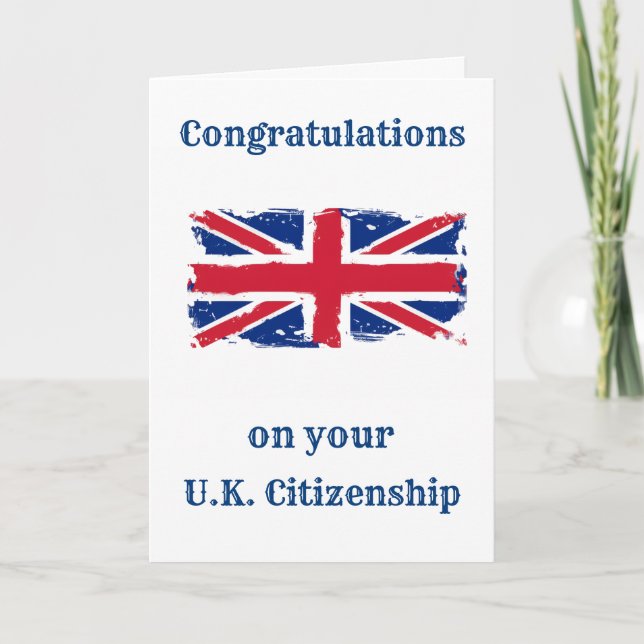 Carte Félicitations pour votre UK Citizenship Union Jack (Devant)