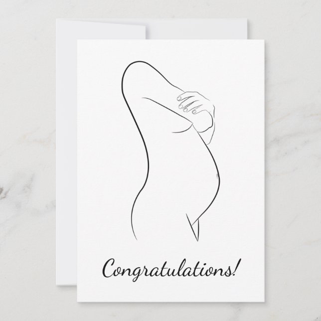 Carte Félicitations Pregnancy Line Art femme enceinte (Devant)